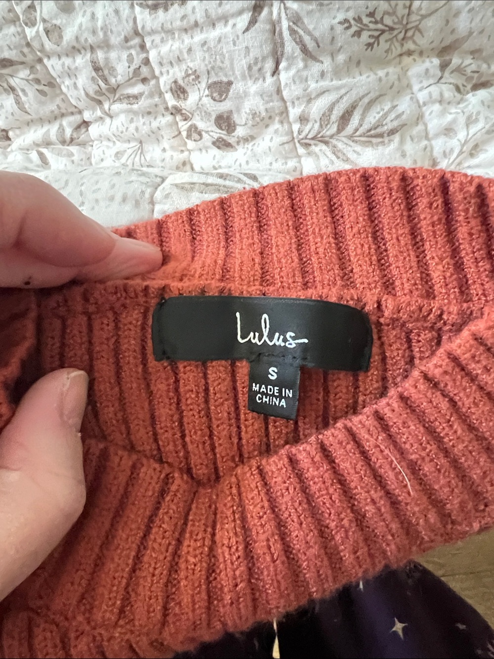 Lulu’s Mock-Neck Cropped Ribbed Sweater - Rust - Picture 2 of 2
